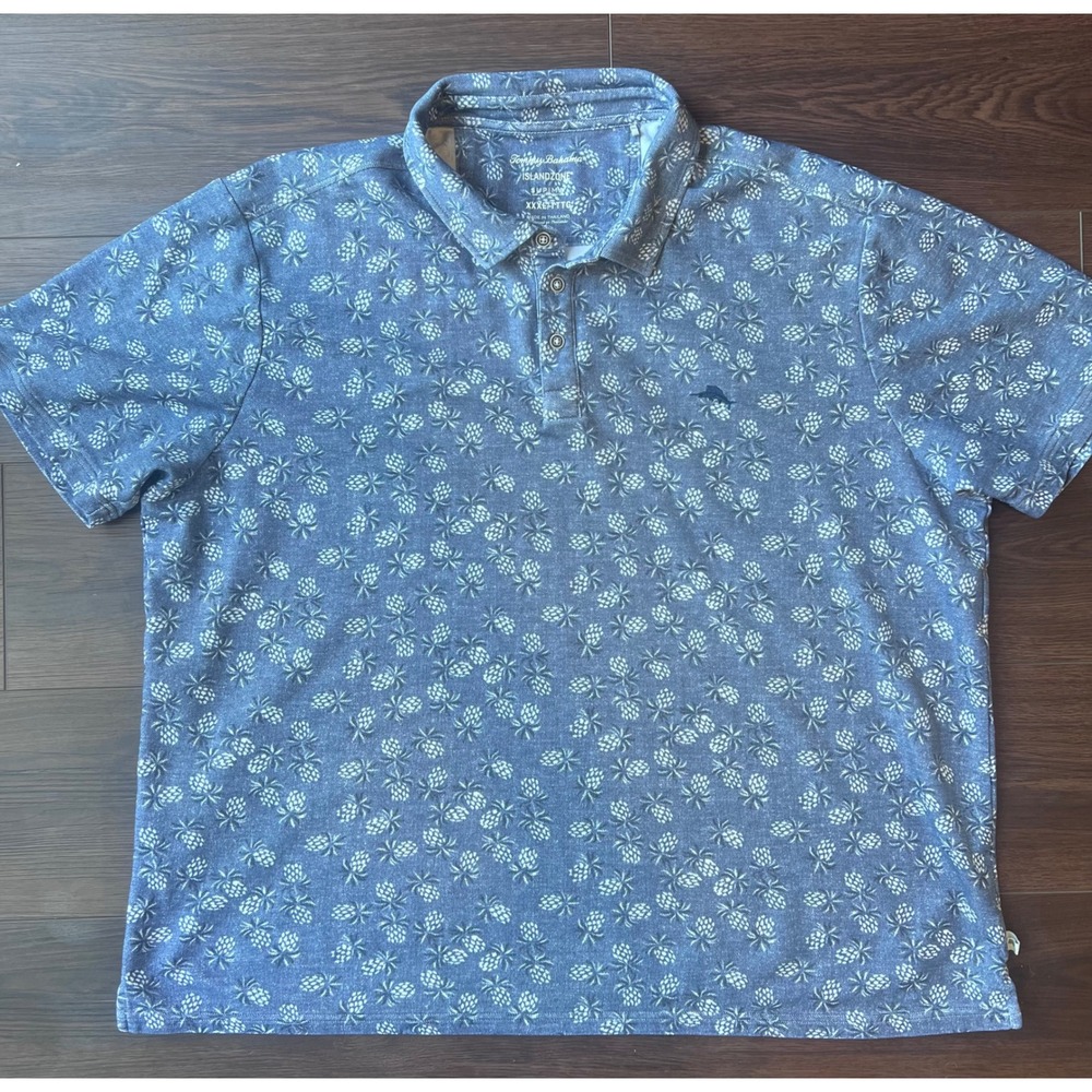 Tommy Bahama IslandZone Pineapple Polo Shirt Blue Supima Cotton Mens XXXL 3XL
